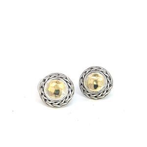 John Hardy Estate Post Palu Clip on Earrings Sterling Silver 22k Y Gold JH68